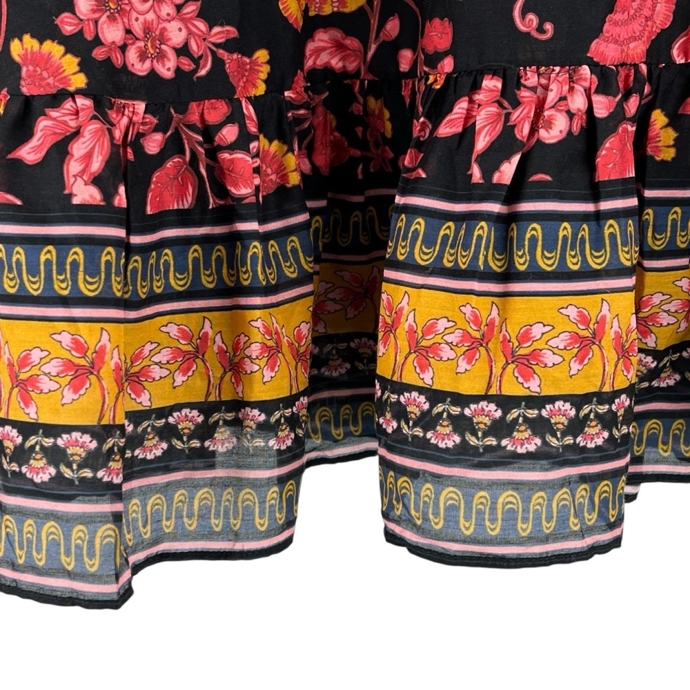 Alice + Olivia Black Floral Mini Dress with Pink and Gold Border - Picture 10 of 16